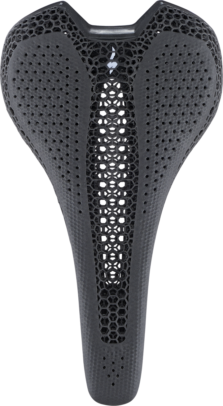 Specialized S-Works Romin Evo with Mirror Saddle, top view showing the 3D-printed Mirror lattice