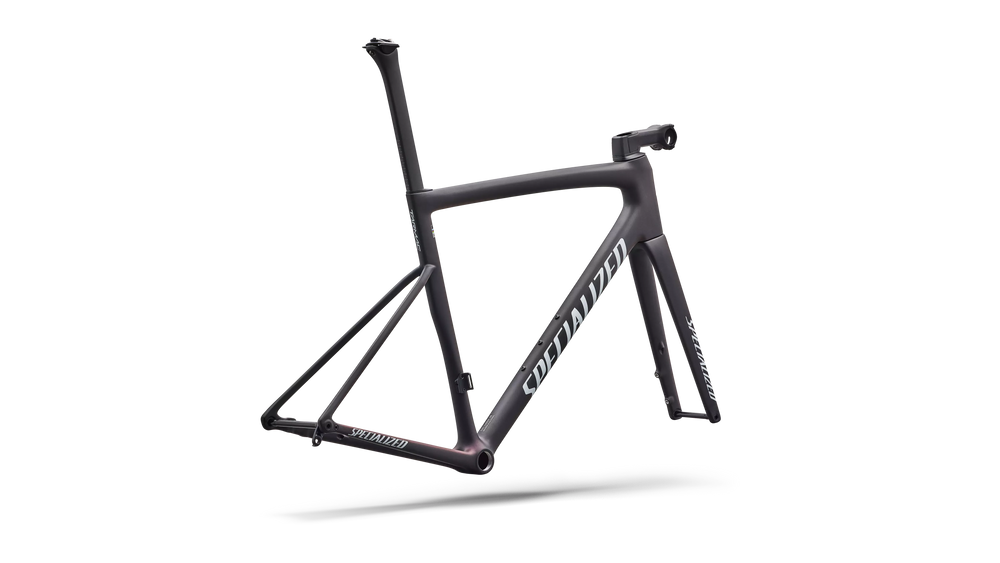 Specialized Tarmac SL8 frameset in Satin Carbon with Red Pearl fade, rear view