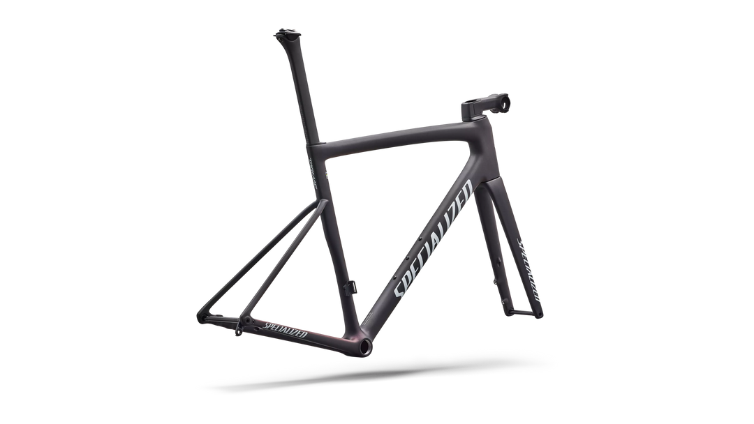 Specialized Tarmac SL8 frameset in Satin Carbon with Red Pearl fade, rear view