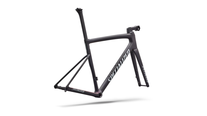 Specialized Tarmac SL8 frameset in Satin Carbon with Red Pearl fade, rear view