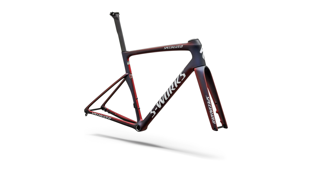 S-Works Tarmac SL9 Team Replica frameset, FDJ United - SUEZ colourway, front view