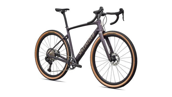 Specialized Diverge 4 Expert Di2 gravel bike in Nebula Metallic/Sandstone Metallic, front view