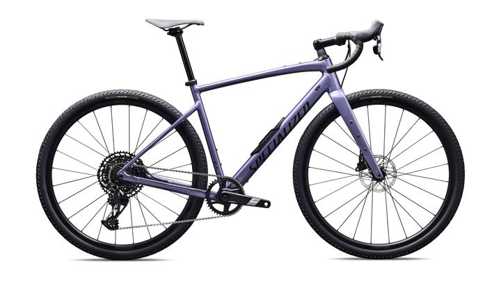 Specialized Diverge 4 Comp Alloy gravel bike in Gloss Mauve Metallic/Obsidian, side profile