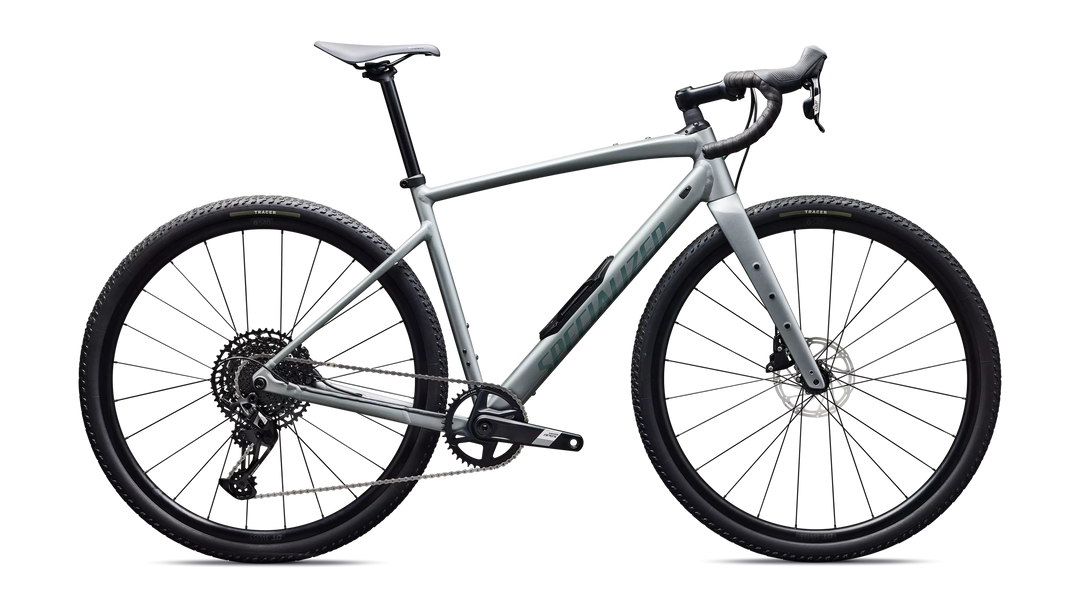 Specialized Diverge 4 Comp Alloy gravel bike in Satin Shadow Silver/Fjord Metallic, side profile
