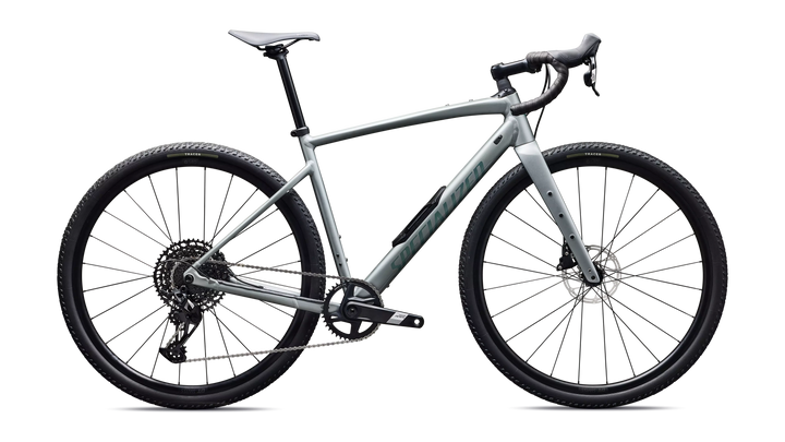 Specialized Diverge 4 Comp Alloy gravel bike in Satin Shadow Silver/Fjord Metallic, side profile