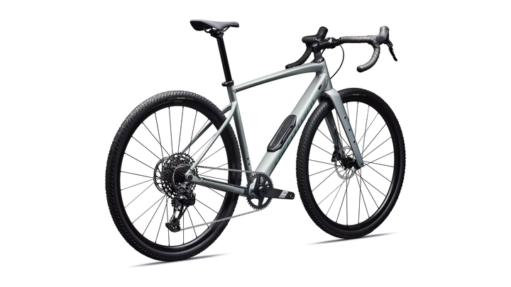 Specialized Diverge 4 Comp Alloy gravel bike in Satin Shadow Silver/Fjord Metallic, rear view