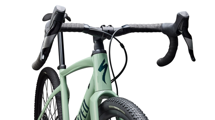 Specialized Diverge 4 Comp Alloy gravel bike in Gloss Pistachio/Emerald Metallic, head tube detail