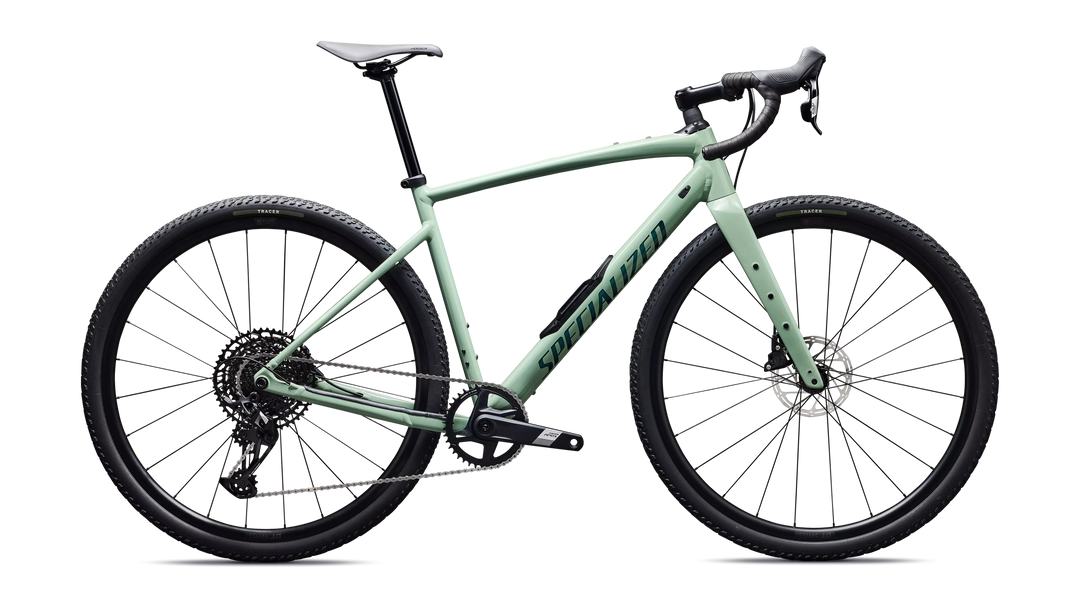 Specialized Diverge 4 Comp Alloy gravel bike in Gloss Pistachio/Emerald Metallic, side profile