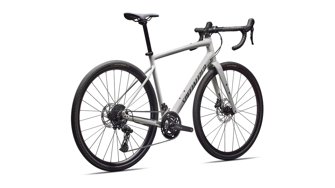 Specialized Diverge 3 Alloy gravel bike in Gloss Dune White/Ashen, rear view
