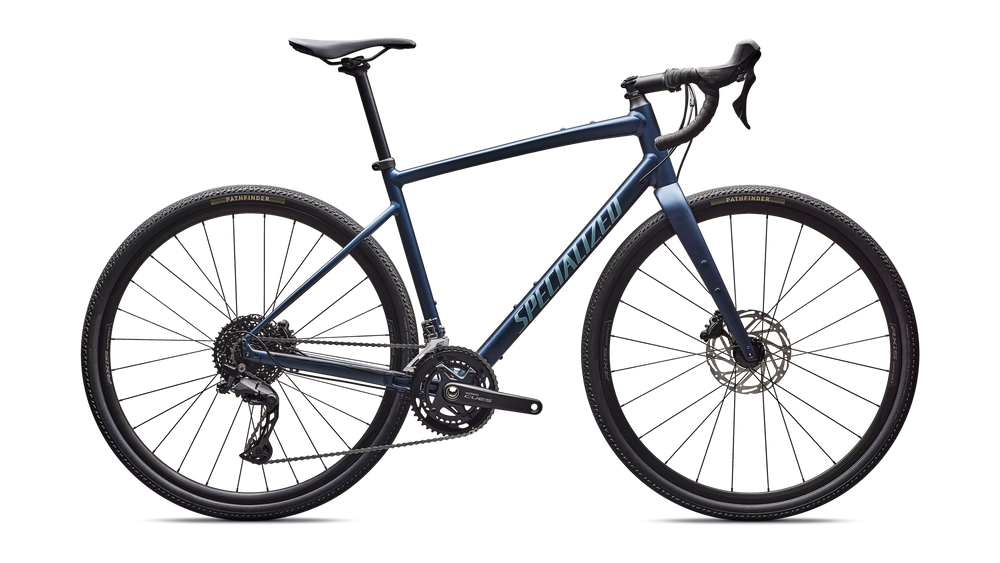Specialized Diverge 3 Alloy gravel bike in Satin Cast Blue Metallic/Sea Foam, side profile