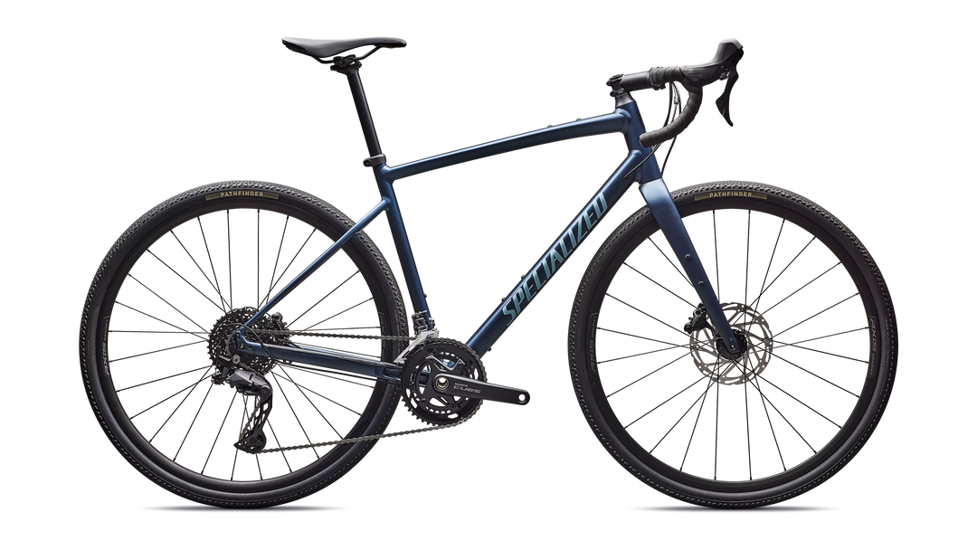 Specialized Diverge 3 Alloy gravel bike in Satin Cast Blue Metallic/Sea Foam, side profile