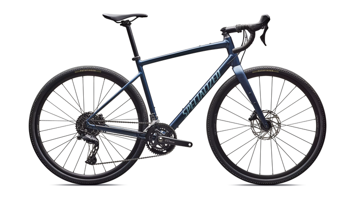 Specialized Diverge 3 Alloy gravel bike in Satin Cast Blue Metallic/Sea Foam, side profile