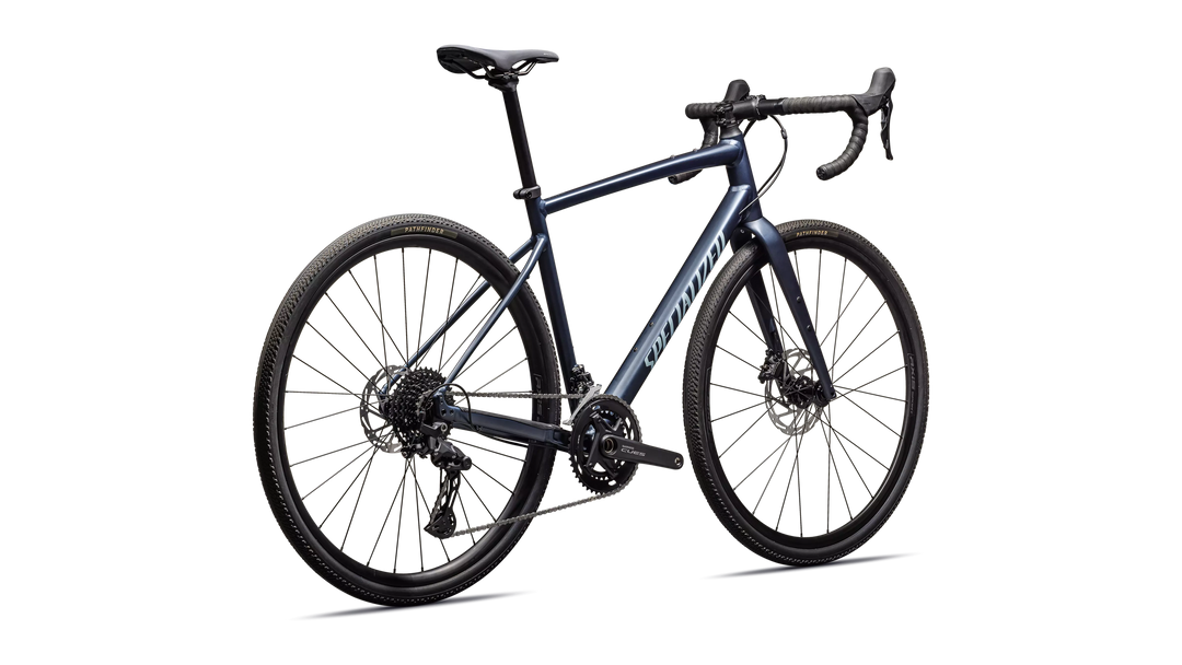 Specialized Diverge 3 Alloy gravel bike in Satin Cast Blue Metallic/Sea Foam, rear view