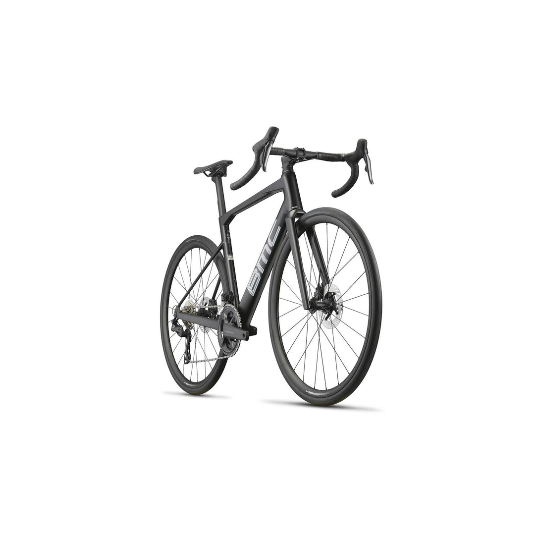 BMC Roadmachine One Ultegra Di2 road bike in Black Carbon, side profile