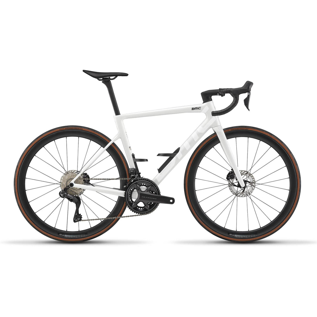 BMC Teammachine SLR 01 SIX road bike in Stealth White, three-quarter view