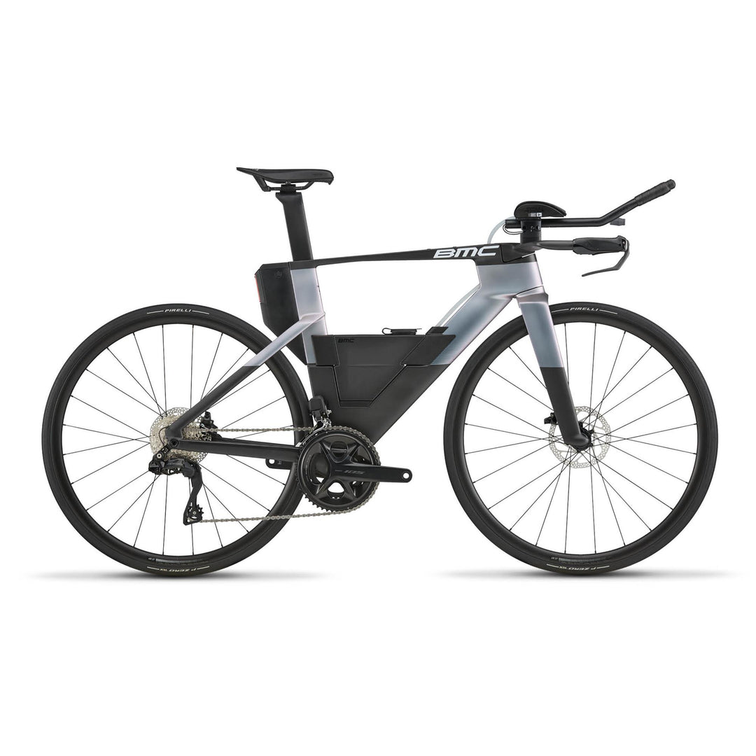BMC Speedmachine 01 THREE time trial bike in Carbon/Chameleon Silver, three-quarter view