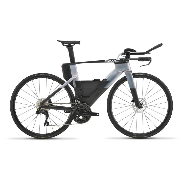 BMC Speedmachine 01 THREE time trial bike in Carbon/Chameleon Silver, three-quarter view