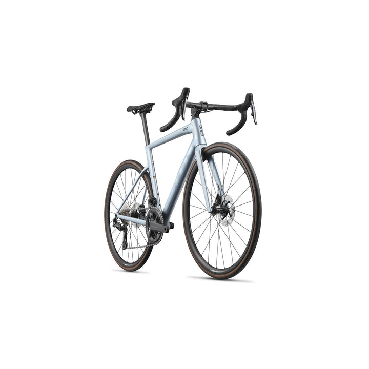 BMC Teammachine SLR One Ultegra Di2 road bike in Light Blue Chrome, side profile