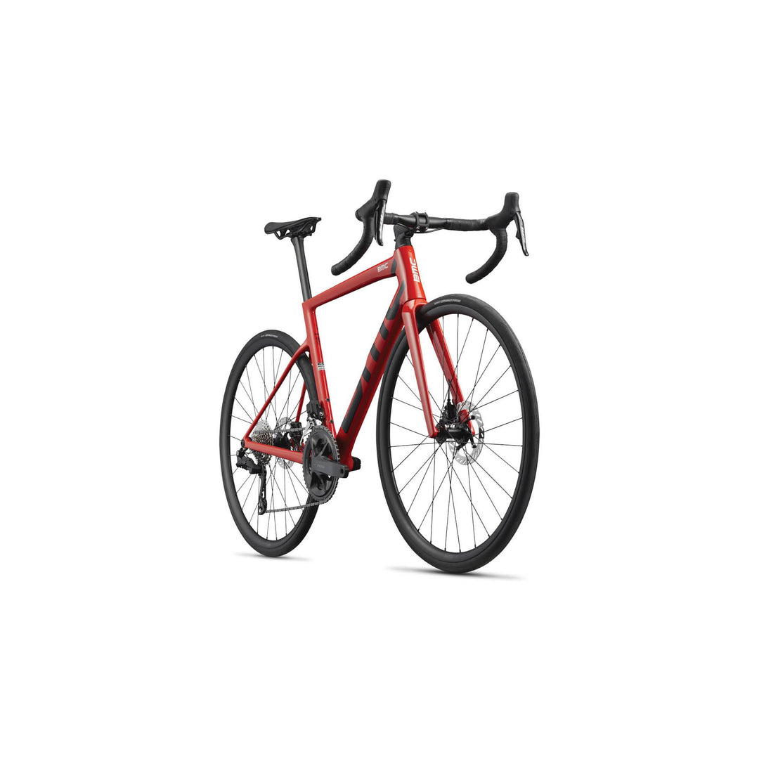BMC Teammachine SLR Two 105 Di2 road bike in Neon Red, side profile