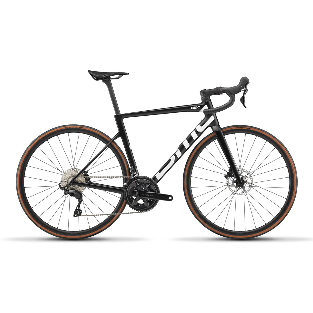 BMC Teammachine SLR Three 105 road bike in Black, three-quarter view