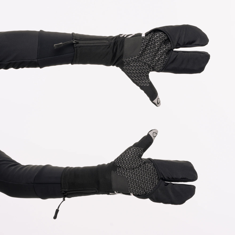 Spatzwear Thrmoz2 deep-winter cycling gloves, palm view with gel grip zones