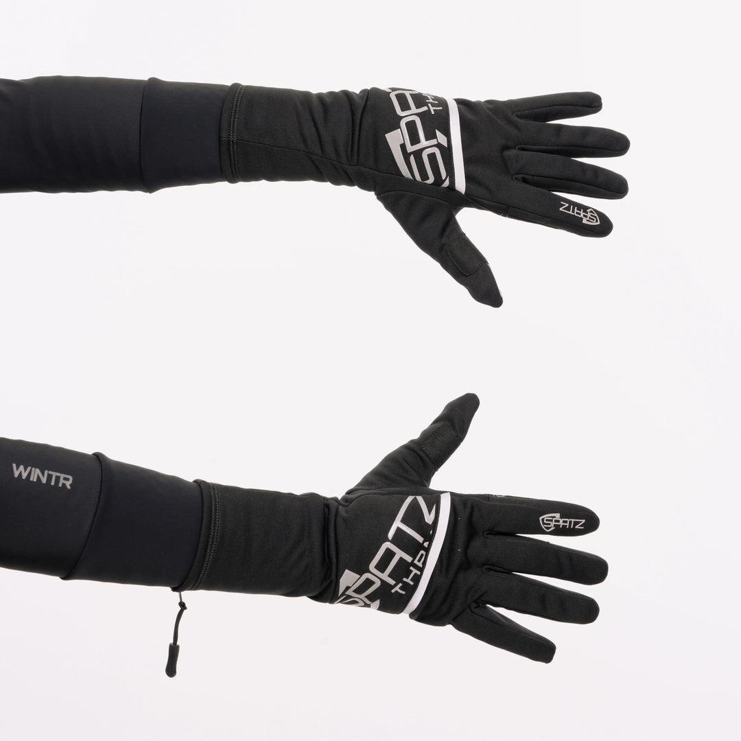 Spatzwear Thrmoz2 deep-winter cycling gloves, back of hand with fold-out wind cover