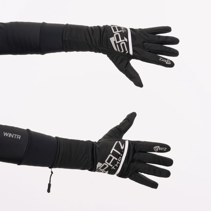 Spatzwear Thrmoz2 deep-winter cycling gloves, back of hand with fold-out wind cover