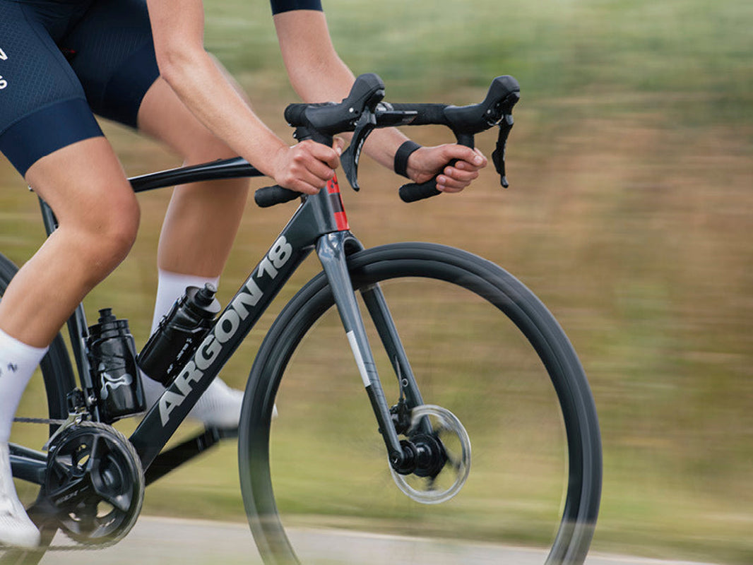 Rider on the Argon 18 Equation endurance road bike