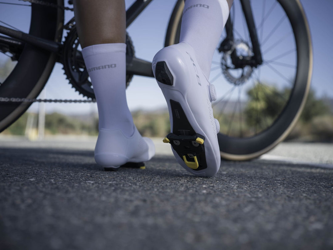 Shimano RC8 (RC810) Road Shoes - White, on the bike
