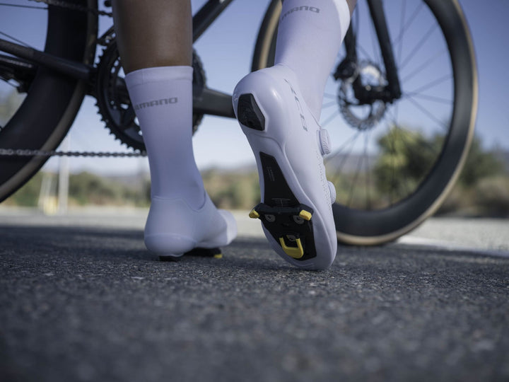 Shimano RC8 (RC810) Road Shoes - White, on the bike