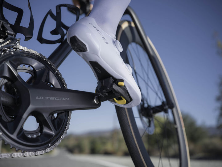 Shimano RC8 (RC810) Road Shoes - White, on the bike