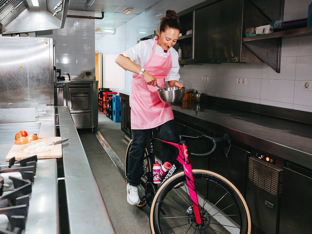 Cannondale SuperSix EVO ridden through a professional kitchen