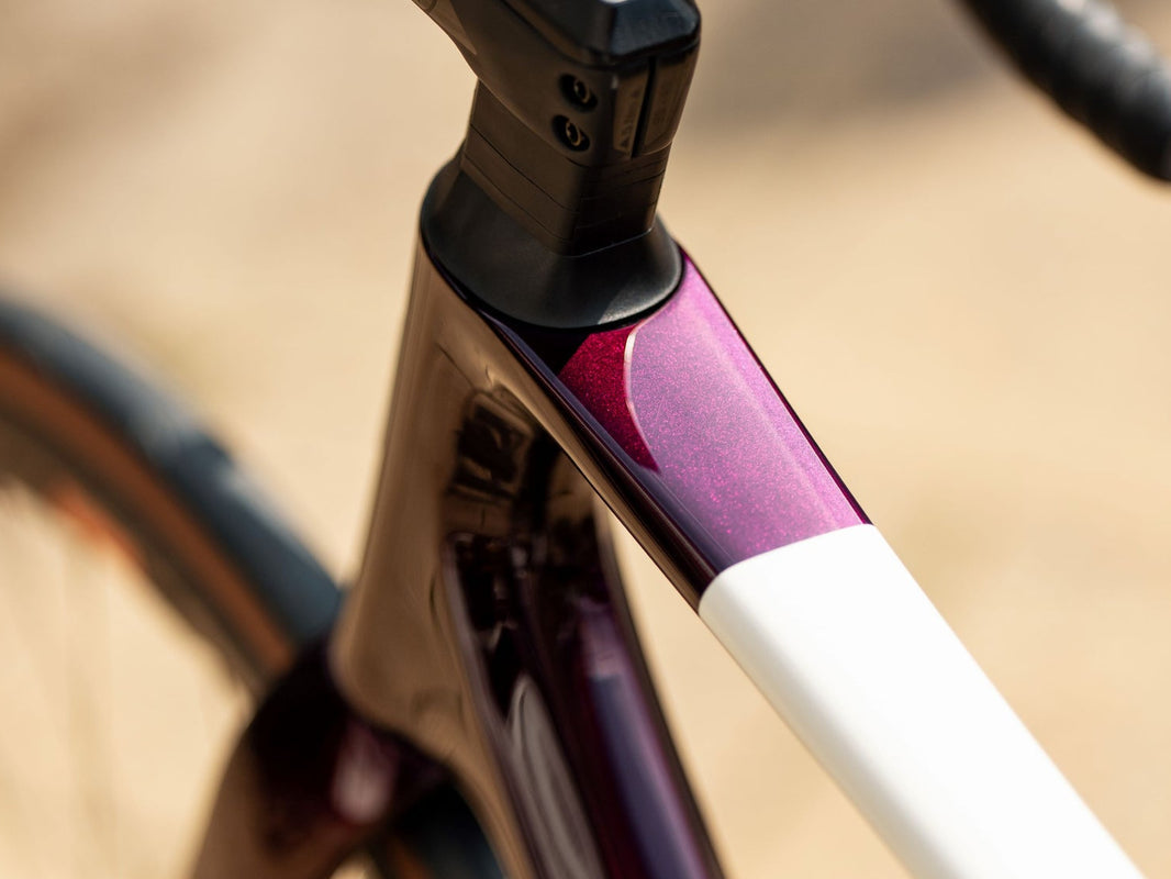 Seat tube junction of the custom-painted Parlee Ouray