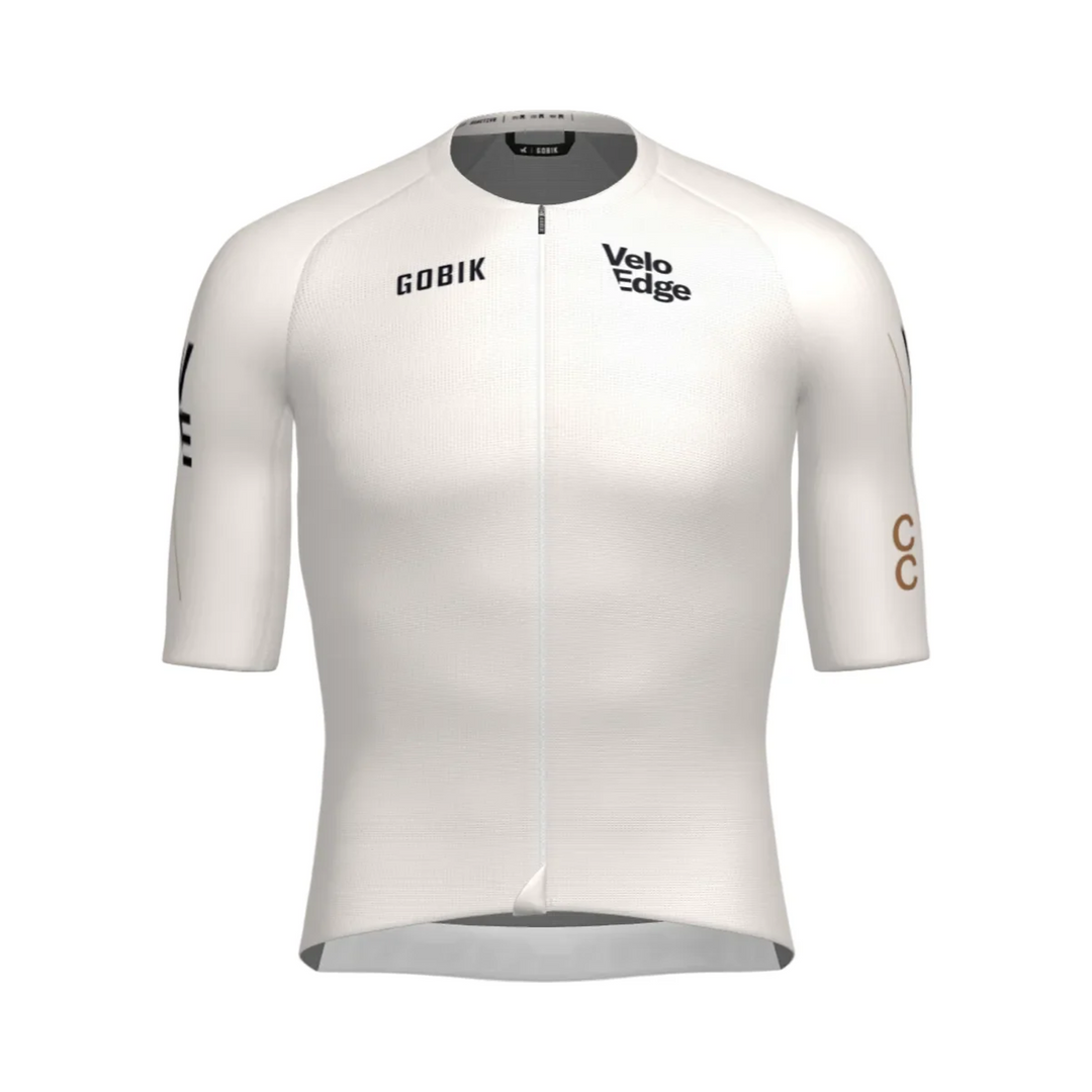 Velo Edge CC Jersey in white, front view showing club branding