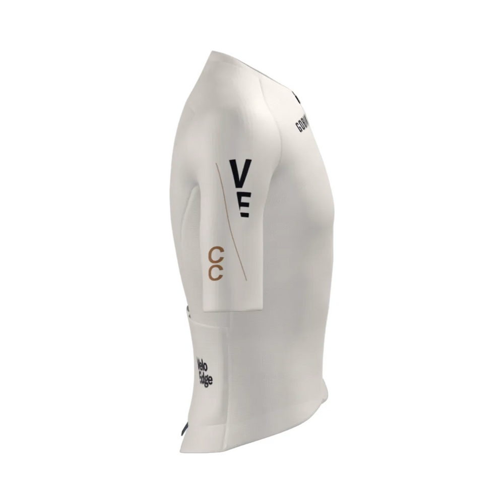 Velo Edge CC Jersey in white, back view with rear pockets